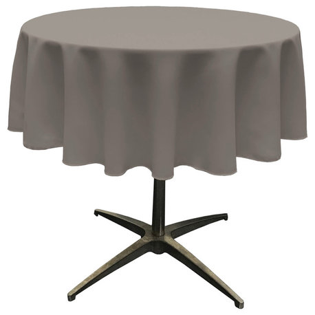 LA Linen Round Polyester Poplin, Dark Gray, 51" Round