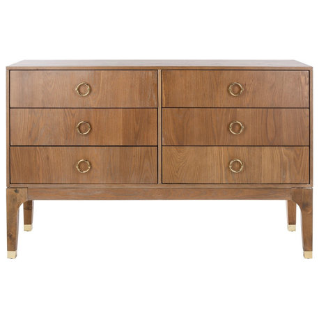 Safavieh Couture Lorna 6 Drawer Contemporary Dresser, Rustic Oak