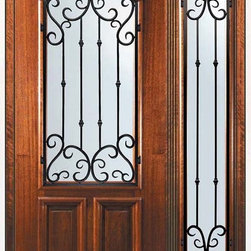 Pre-hung Sidelight Door 80 Wood Mahogany Valencia Arch Lite - Front Doors