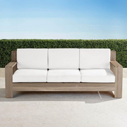 St. Kitts Sofa in Weathered Teak with Cushions - Patio Furniture And Outdoor Furniture