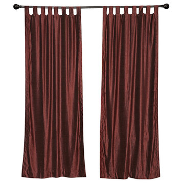 Blackout-Wine Thermal Velvet tab top Curtain Panels Drapes+tieback-Piece