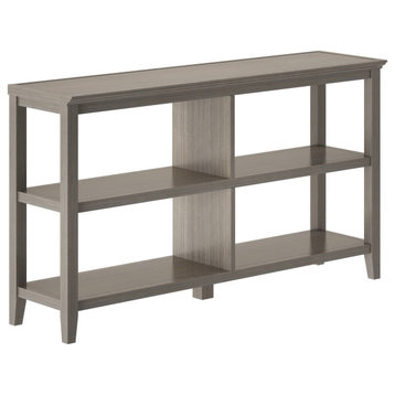 Newridge 2-Tier Low Wooden Bookcase Washed Grey
