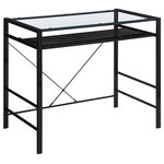 OSP Home Furnishings - Zephyr Computer Desk With Clear Tempered Glass Top and Black Frame - Give your home office both style and function with our Zephyr Computer Desk with convenient pull-out keyboard shelf. The attractive tempered glass top will provide an easy-to-clean surface, ready to house your computer monitor, keyboard and all of your office accessories. The heavy-duty steel frame ensures years of durable good looks and will help define a place for remote working, homework and projects. Ready to assemble with easy-to-follow instructions.