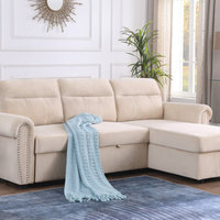 Ashton Velvet Fabric Reversible Sleeper Sectional Sofa Chaise ...