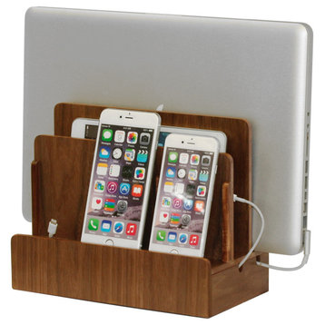 Multi-Device Charging Station & Dock, Walnut, Without Power Supply