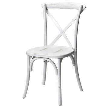 Rustic Sonoma Solid Wood Cross Back Stackable Dining Chair, White Wash