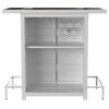 Bowery Hill Contemporary Metal Storage Bar Table in White Finish