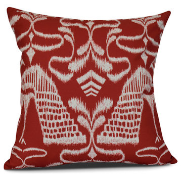 Crown, Animal Print Outdoor Pillow, Red, 18"x18"