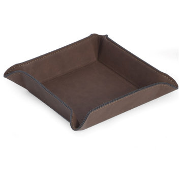 Square Valet, Rustic Brown Leatherette