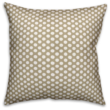 Tan Polka Dots Throw Pillow, 18"x18"