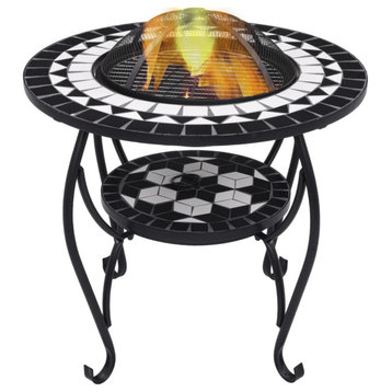 vidaXL Mosaic Fire Pit Table Black/White 26.8" Ceramic