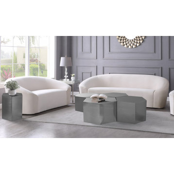 Hexagon Coffee Table, Brushed Chrome, 4 Piece
