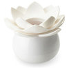 Lotus Flower Toothpick Box, Toothpick Holder With Transparent Dust Cover, White