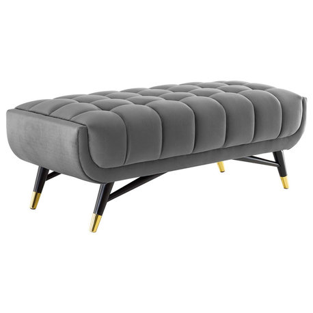 Adept 47.5" Performance Velvet Bench, Gray