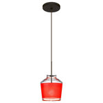 Besa Lighting - Besa Lighting 1XT-PIC6RD-BR Pica 6 - One Light Cord Pendant with Flat Canopy - Pica 6 is a compact tapered glass with a broad angPica 6 One Light Cor Bronze Red Sand Glas *UL Approved: YES Energy Star Qualified: n/a ADA Certified: n/a  *Number of Lights: Lamp: 1-*Wattage:50w GY6.35 Bi-pin bulb(s) *Bulb Included:Yes *Bulb Type:GY6.35 Bi-pin *Finish Type:Bronze