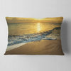 White Waves under Yellow Sunset Modern Beach Throw Pillow, 12"x20"