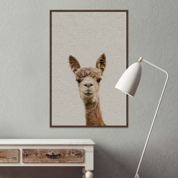 "Llama Face VI" Floater Framed Painting Print on Canvas