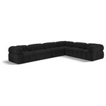 Meridian Furniture - Ames Boucle Fabric L-Shaped Modular Sectional, Black, 6-Piece: 3 Armless Chair, 3 Corner Chair - Introduce a touch of modern sophistication to your living area with the exquisite Ames Boucle Fabric Sectional. With plush black boucle fabric and unique design, it will elevate the visual appeal of your living space. This elegant and captivating sectional can be mixed and matched with other pieces from the collection to create an endless array of stunning looks. So, get ready to transform your living area into an inviting and stylish haven with the Ames Boucle Fabric Sectional.