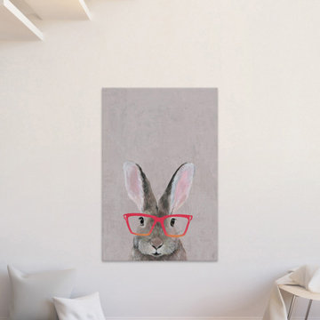 "Hare with Red Glasses" Painting Print on Wrapped Canvas