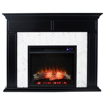 Torron Marble Tiled Touch Screen Electric Fireplace - Black