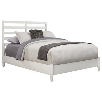Bowery Hill Standard King Wood Bed with Slat Back Headboard in White