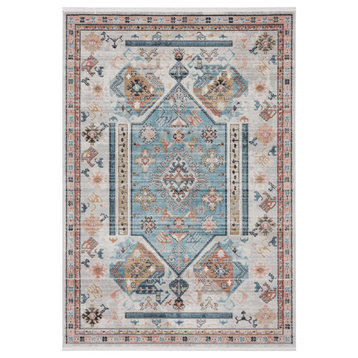 Abani Azure Collection AZR130A Geometric Medallion Area Rug, Beige, 5'3"x7'6"