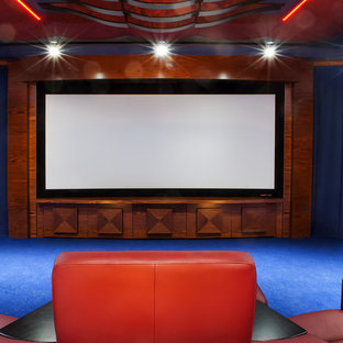 Trendy home theater photo in Nice
