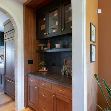 Walk-Through Butler’s Pantry with Brick Archway & Soapstone Countertop