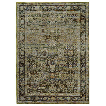 Adeline Distressed Floral Traditions Green and  Multi Area Rug, 1'10"x3'2"