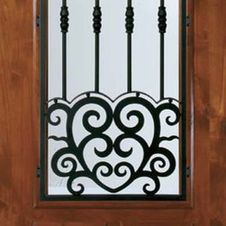 Slab Single Door 96 Alder Barcelona 2 Panel 2/3 Lite Wrought Iron - Front Doors