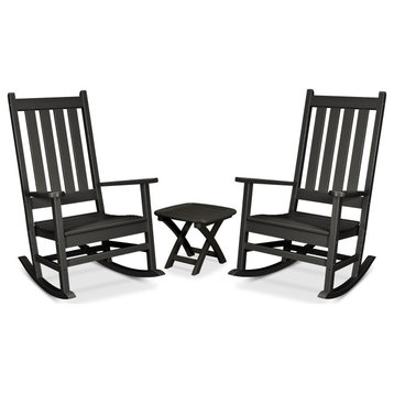 Trex Outdoor Cape Cod 3-Piece Porch Rocking Chair Set, Charcoal Black