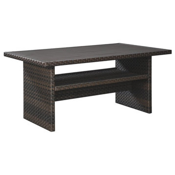 Signature Design by Ashley Easy Isle Patio Dining Table in Dark Brown and Beige