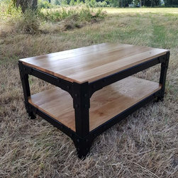 Custom Handmade Oak Industrial Coffee Table - Coffee Tables