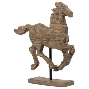 14X3X14.5" Defiance Spirited Wood Look Horse Accent