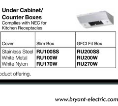 White Bryant Electric RU200W Under Under Counter Electrical Box 