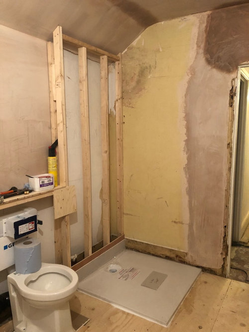 Sloping ceiling. How high to tile? Houzz UK