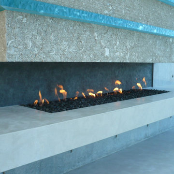 Glass and Cement Fireplace