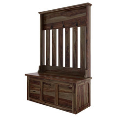 Durango 60 Industrial Wood Coat Hook Shelf and Bench Set