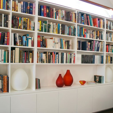 Sleek bookshelves and cabinets