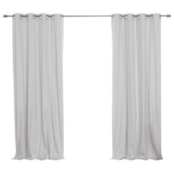Linen Textured Grommet Thermal Total Blackout Curtains, Light Gray, 52"x63"