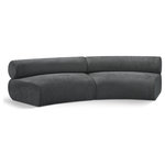 Meridian Furniture - Bale Cream Chenille Fabric Modular Sofa, Gray, 2-Piece, Arc Shaped - Experience the perfect fusion of style and coziness with this Bale grey Chenille fabric modular sofa, a standout piece from the Bale collection. A seamless combination of form and function, this sofa offers an inviting place to relax and curl up with a good book. Its luscious soft grey chenille upholstery exudes sophistication and provides unrivaled comfort. The sofa's upholstery has a cross-hatched design for a unique texture, adding to its aesthetic beauty in the living room, study, or lounge.