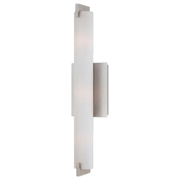 Zuma Glass Tube Wall Sconce Frosted Glass, Brushed Nickel Finish