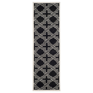 Safavieh Amherst Collection AMT413 Rug, Anthracite/Ivory, 2'3"x7'