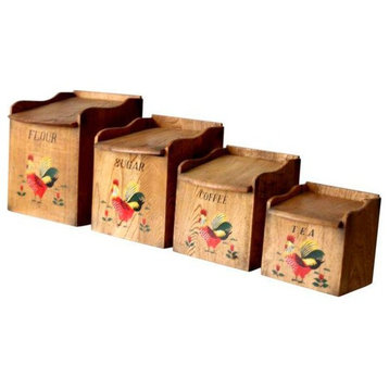 Consigned, Mid Century Kitchen Rooster Canister, 4-Piece Set