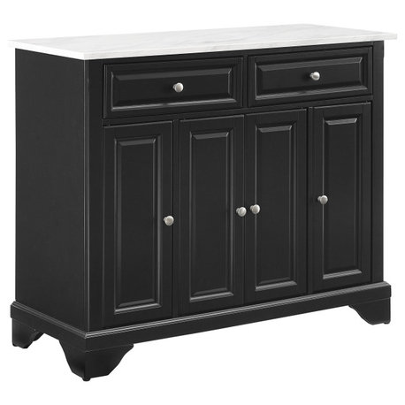 Avery Kitchen Island/Cart, Distressed Black/White Marble