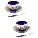 Dale Tiffany - Dale Tiffany PC19030 Iris, 3.5" 2-Piece Hand Painted Pcelain Cup And Sauc - Our Iris 2-PC Hand Painted Porcelain Cup and SauceIris 3.5 Inch 2-Piec Blue/Deep Azure Blue *UL Approved: YES Energy Star Qualified: n/a ADA Certified: n/a  *Number of Lights:   *Bulb Included:No *Bulb Type:No *Finish Type:Blue/Deep Azure Blue