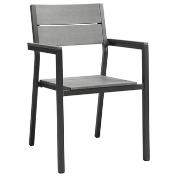 Maine Dining Outdoor Patio Armchair, Brown Gray