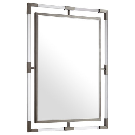 Ghost Mirror, Acrylic/Brushed Silver, Rectangular