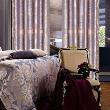 "Iris" matching bed cover and curtains