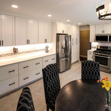 White Kitchen with White Subway Tile and Gray and Black Accent Tile ~ Medina, OH